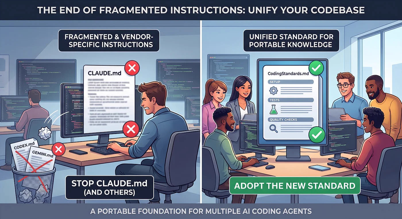 Stop Using CLAUDE.md — Standardize project knowledge with AGENTS.md