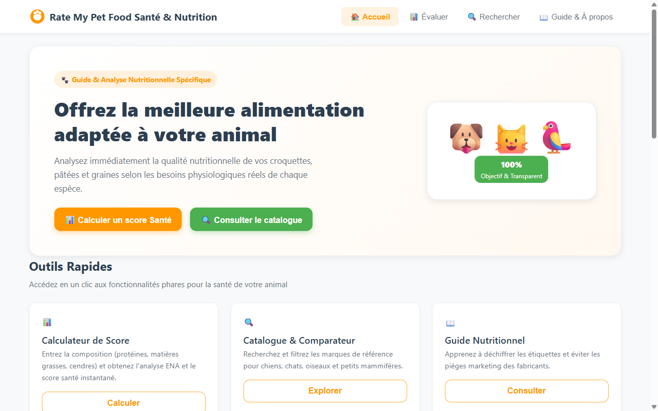 Rate My Pet Food 🐾 — Évaluation Nutritionnelle
